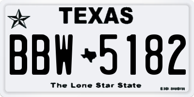 TX license plate BBW5182