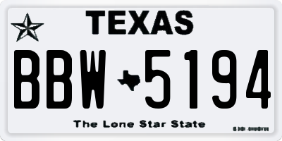 TX license plate BBW5194