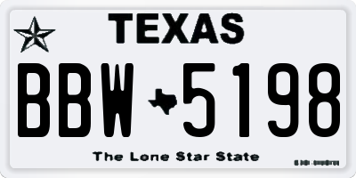 TX license plate BBW5198