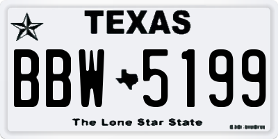 TX license plate BBW5199