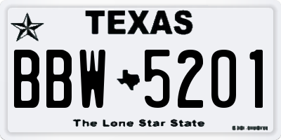 TX license plate BBW5201