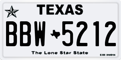 TX license plate BBW5212