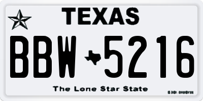 TX license plate BBW5216