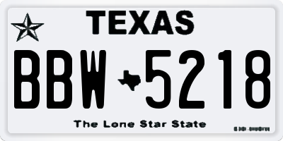 TX license plate BBW5218