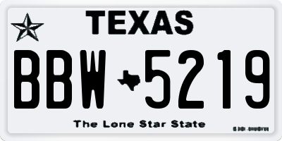 TX license plate BBW5219