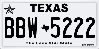 TX license plate BBW5222