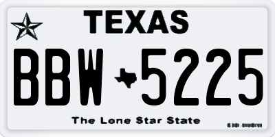 TX license plate BBW5225