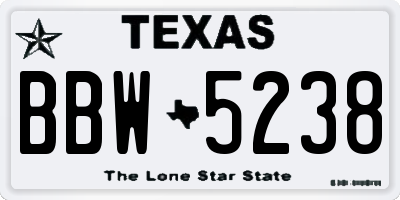 TX license plate BBW5238