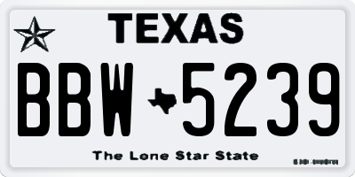TX license plate BBW5239
