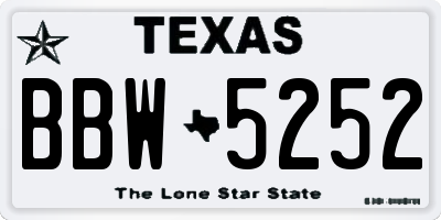 TX license plate BBW5252