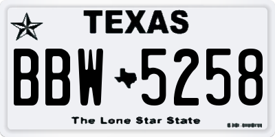 TX license plate BBW5258