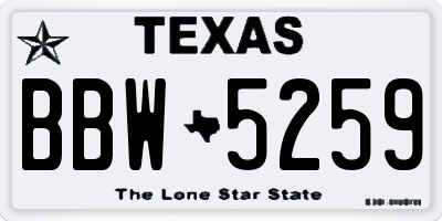 TX license plate BBW5259