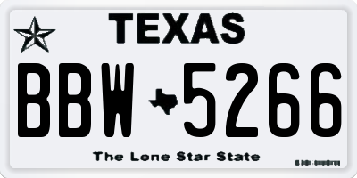 TX license plate BBW5266