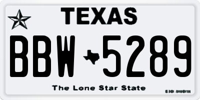 TX license plate BBW5289