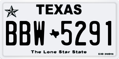 TX license plate BBW5291