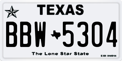 TX license plate BBW5304