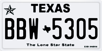 TX license plate BBW5305