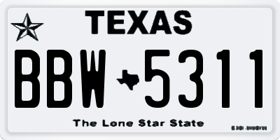 TX license plate BBW5311