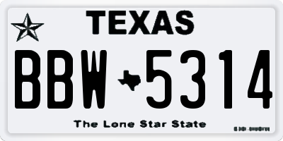 TX license plate BBW5314