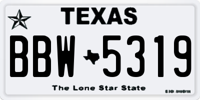 TX license plate BBW5319