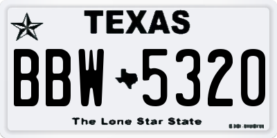 TX license plate BBW5320