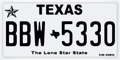 TX license plate BBW5330