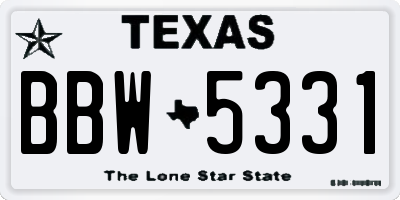 TX license plate BBW5331