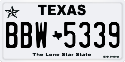 TX license plate BBW5339