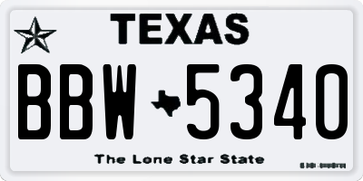 TX license plate BBW5340
