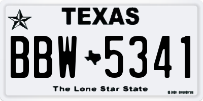 TX license plate BBW5341