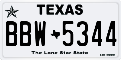 TX license plate BBW5344