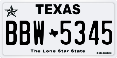 TX license plate BBW5345