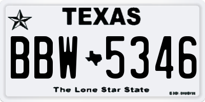TX license plate BBW5346