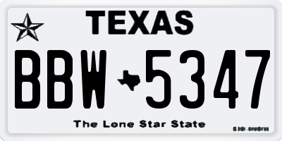 TX license plate BBW5347