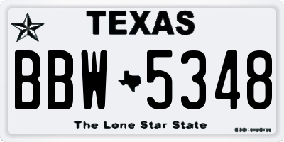 TX license plate BBW5348
