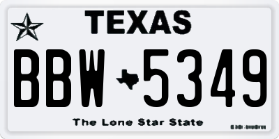TX license plate BBW5349
