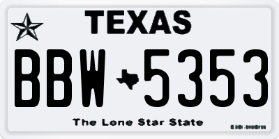 TX license plate BBW5353