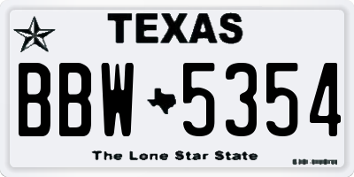 TX license plate BBW5354