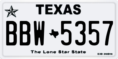 TX license plate BBW5357