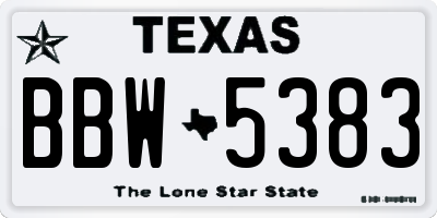 TX license plate BBW5383