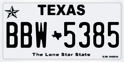 TX license plate BBW5385
