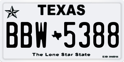 TX license plate BBW5388