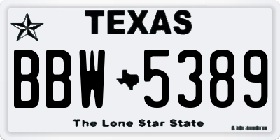 TX license plate BBW5389