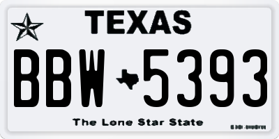 TX license plate BBW5393