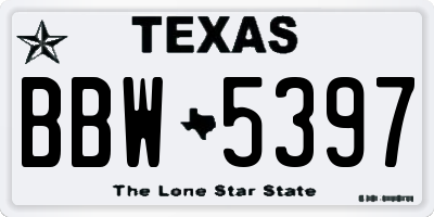 TX license plate BBW5397