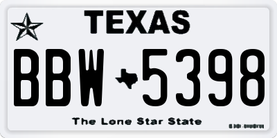 TX license plate BBW5398