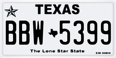 TX license plate BBW5399