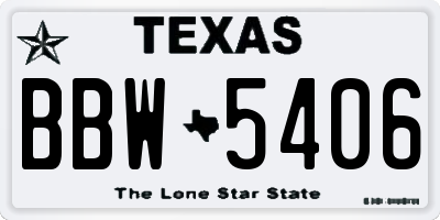 TX license plate BBW5406