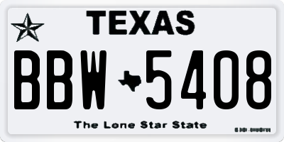 TX license plate BBW5408