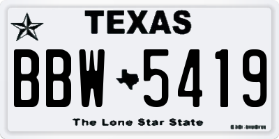 TX license plate BBW5419